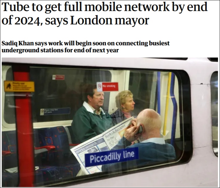 伦敦地铁2024年全面覆盖4G信号英网友上海十年前就有了